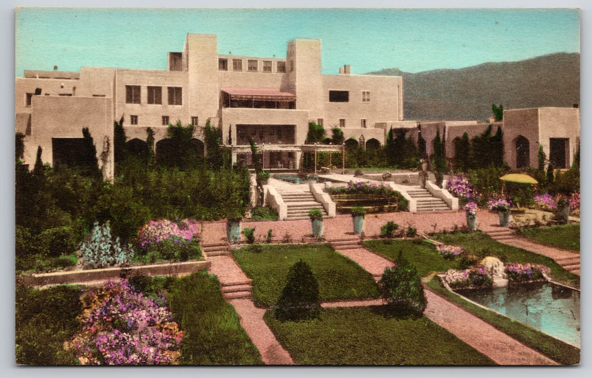 A hand-colored postcard of the Samarkand Persian Hotel, Santa Barbara, from the Postcard Origins collection